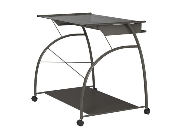 32" Clear and Silver Glass Mirrored Computer Desk - Image 3