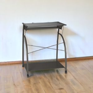 32" Clear and Silver Glass Mirrored Computer Desk