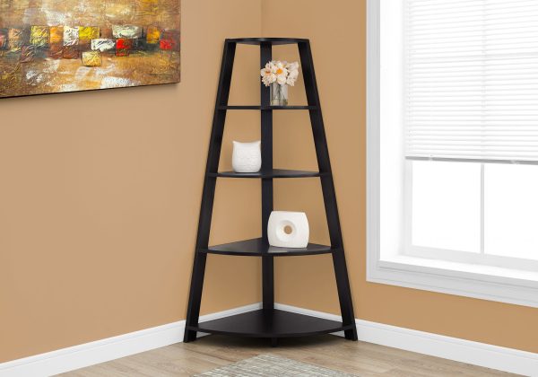 60" Black Wood Corner Bookcase - Image 2