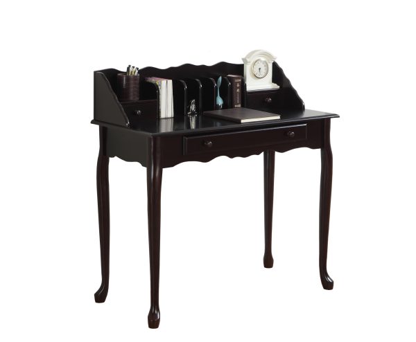 18" Dark Brown Solid Wood Computer Desk With Three Drawers - Image 3