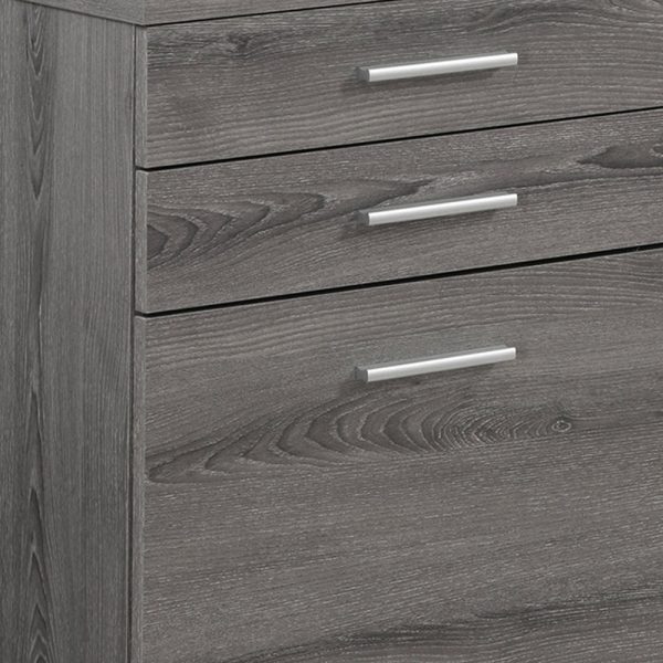 17.75" X 18.25" X 25.25" Dark Taupe Black Particle Board 3 Drawers  Filing Cabinet - Image 2