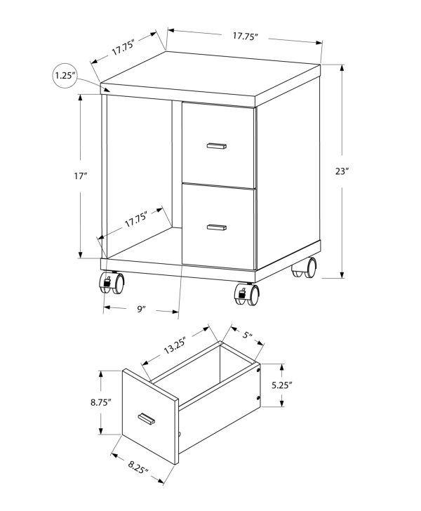 17.75" X 17.75" X 23" Dark Taupe Particle Board Hollow Core 2 Drawers  Office Cabinet - Image 3