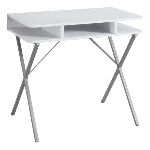 20" White and Silver Computer Desk