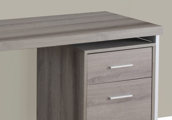 24" Taupe and Silver Computer Desk With Two Drawers - Image 3