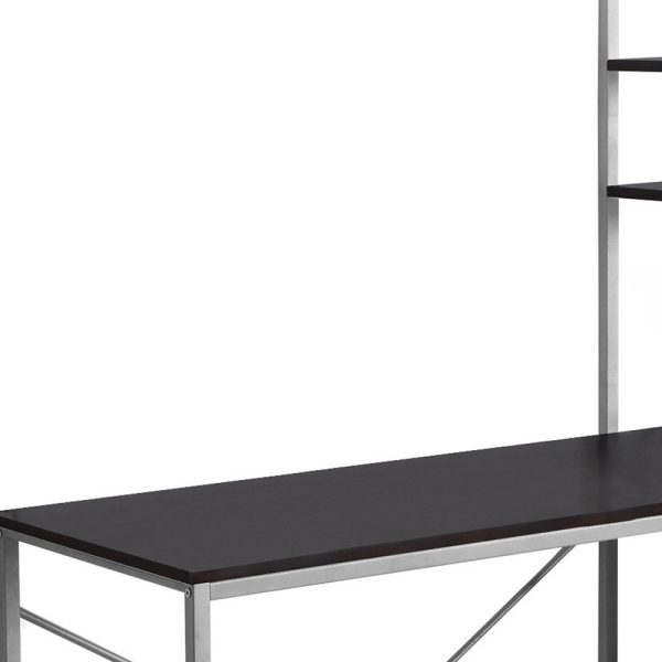 19" Dark Brown and Silver Computer Desk - Image 3