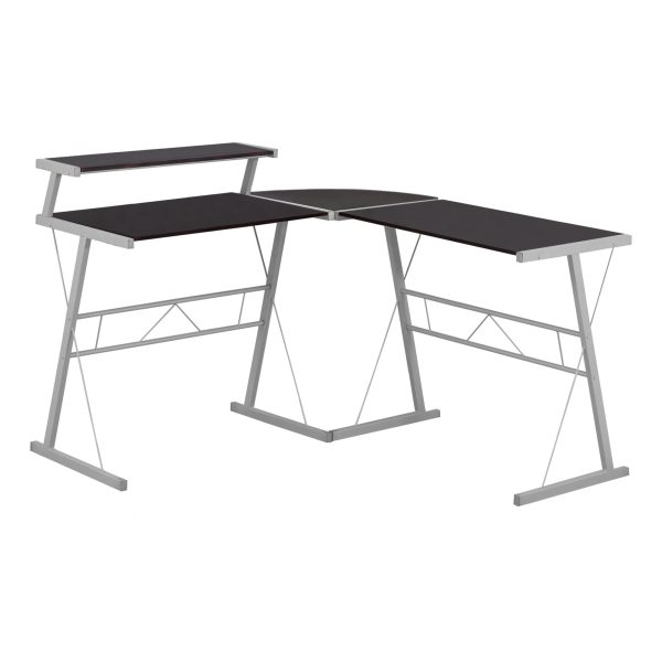 18" Dark Brown and Silver L Shape Computer Desk - Image 2