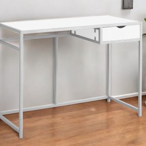 20" White and Silver Computer Desk