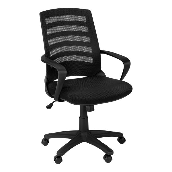 Black Polyester Seat Swivel Adjustable Task Chair Mesh Back Plastic Frame - Image 2