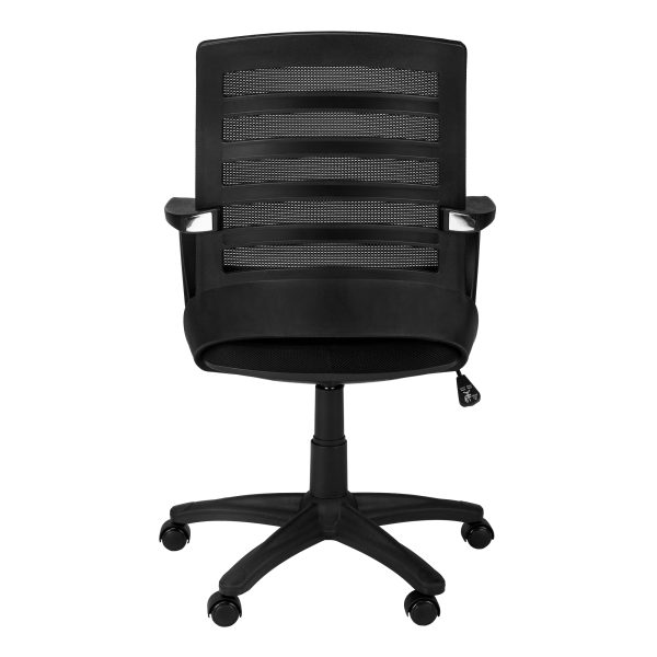Black Polyester Seat Swivel Adjustable Task Chair Mesh Back Plastic Frame - Image 3