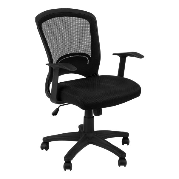 Black Polyester Seat Swivel Adjustable Task Chair Mesh Back Plastic Frame - Image 2
