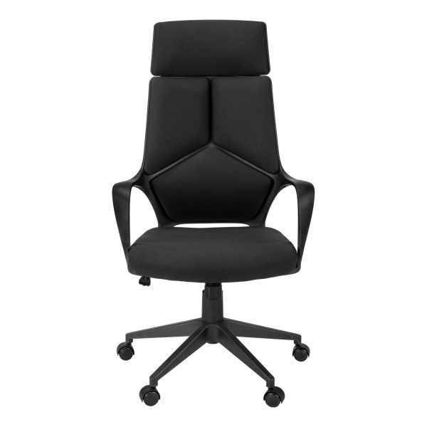 Black Fabric Tufted Seat Swivel Adjustable Executive Chair Fabric Back Plastic Frame - Image 2