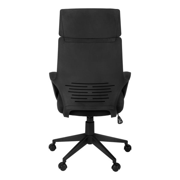 Black Fabric Tufted Seat Swivel Adjustable Executive Chair Fabric Back Plastic Frame - Image 3
