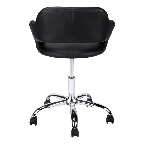 Black Faux Leather Seat Swivel Adjustable Task Chair Leather Back - Image 2