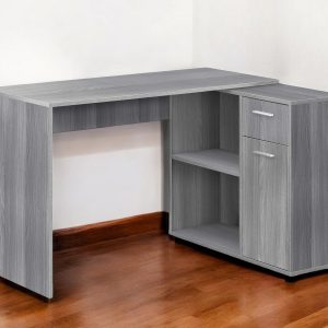 34" Gray L Shape Computer Desk With Two Drawers