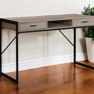 22" Taupe and Black Computer Desk With Two Drawers