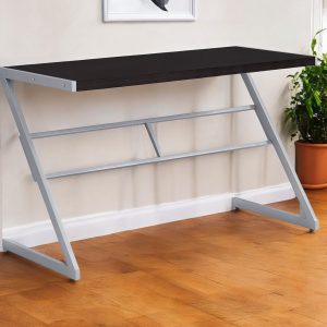 22" Dark Brown and Silver Computer Desk