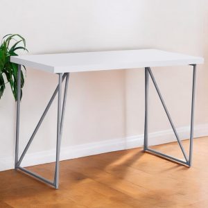 22" White and Silver Computer Desk