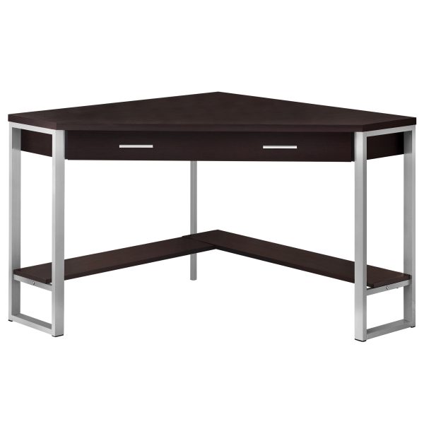 42" Dark Brown and Silver Corner Computer Desk - Image 2