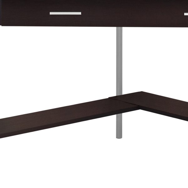 42" Dark Brown and Silver Corner Computer Desk - Image 3