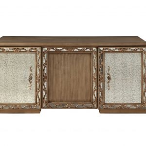 32" Brown Executive Desk With Two Cabinets