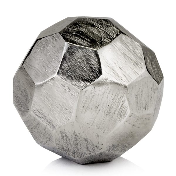 4" Silver Rough Hewn Faceted Sphere - Image 3