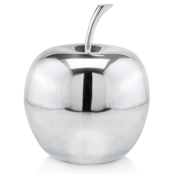 13" Silver Buffed Aluminum Decorative Apple Tabletop Sculpture - Image 2