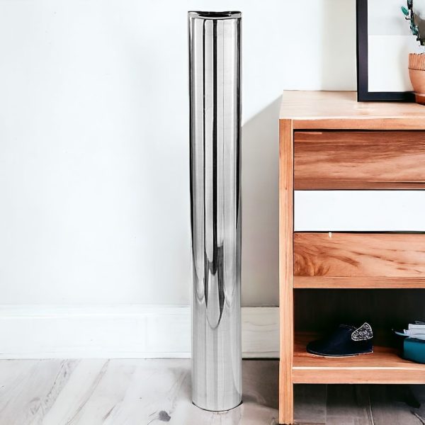 48" Silver Aluminum Cylinder Table Vase - Image 2