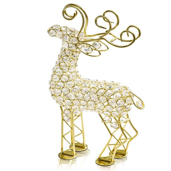 19" Gold Metal Reindeer Figurine - Image 2
