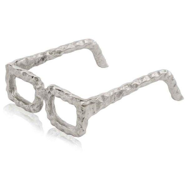 7" Silver Buffed Aluminum Decorative Eyeglasses Sculpture - Image 2