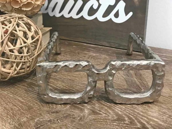 7" Silver Buffed Aluminum Decorative Eyeglasses Sculpture - Image 3