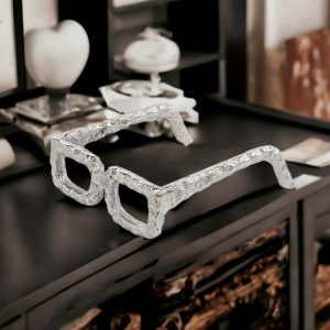 7" Silver Buffed Aluminum Decorative Eyeglasses Sculpture