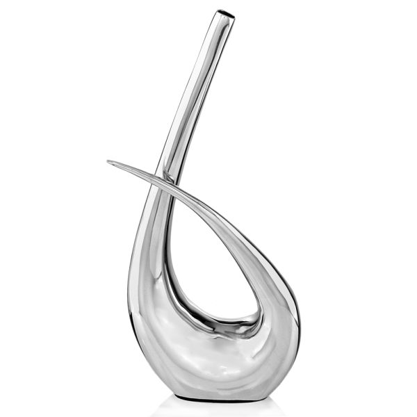 20" Aluminum Silver Modern Abstract Table Vase - Image 2