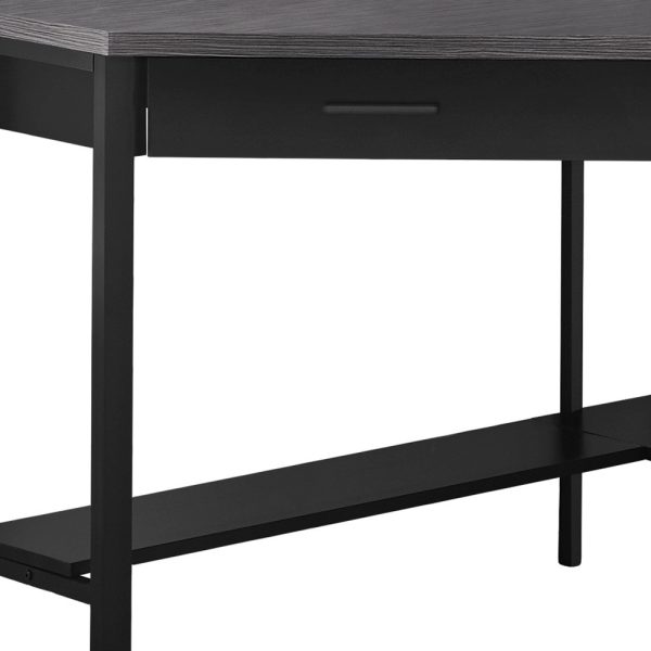 42" Gray and Black Corner Computer Desk - Image 3