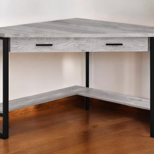 42" Gray and Black Corner Computer Desk