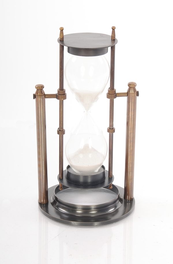 4.5" X 4.5" X 8.5" Brass Revolving Sandtimer - Image 2