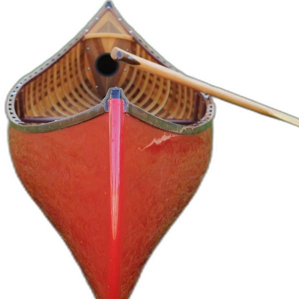 26.5" X 117" X 20" Red Wooden Canoe With Ribs Curved Bow - Image 3