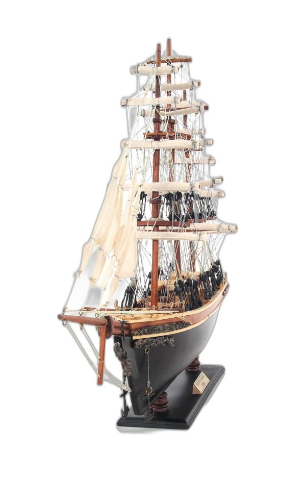 17" Brown Wood and Metal Hand Painted Cutty Sark Model Boat Tabletop Sculpture - Image 2