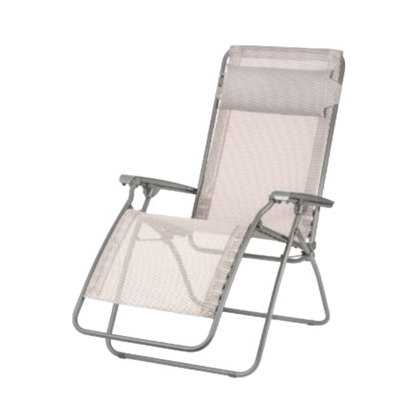 27" Ivory Steel Outdoor Zero Gravity Chair with Ivory Cushion - Image 2