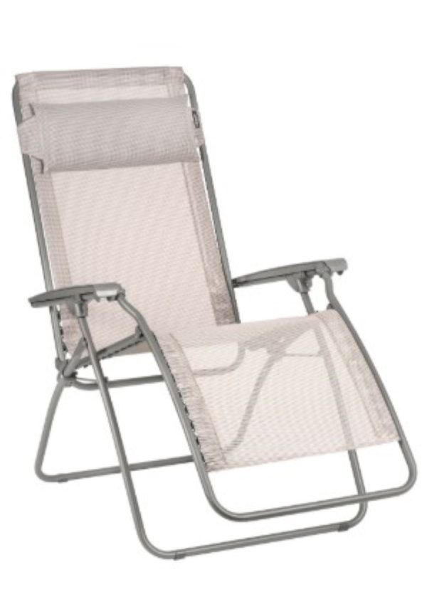 27" Ivory Steel Outdoor Zero Gravity Chair with Ivory Cushion - Image 3