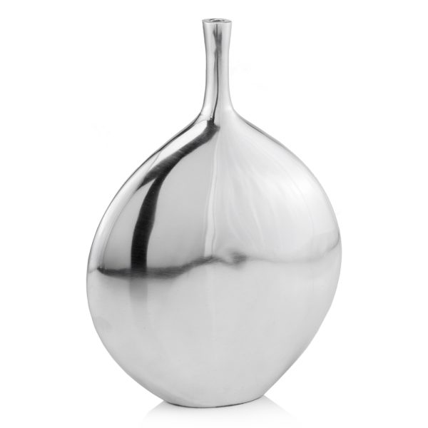 16" Silver Aluminum Tulip Table Vase - Image 2
