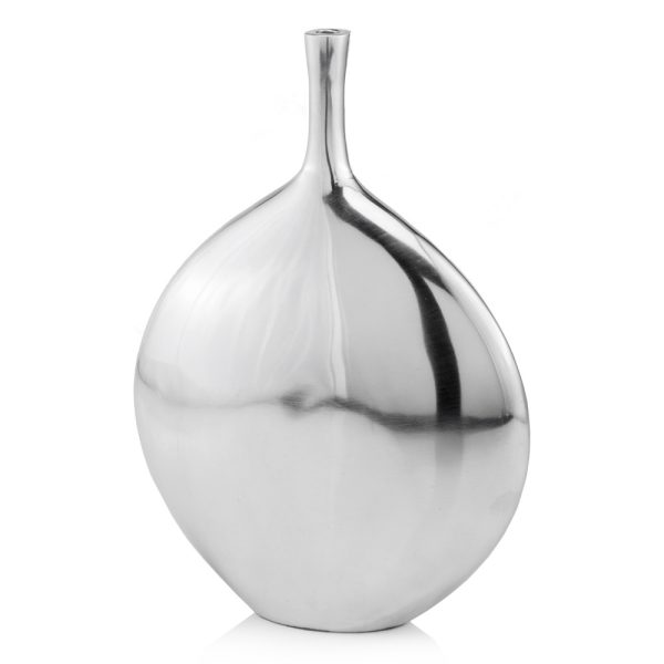 16" Silver Aluminum Tulip Table Vase - Image 3