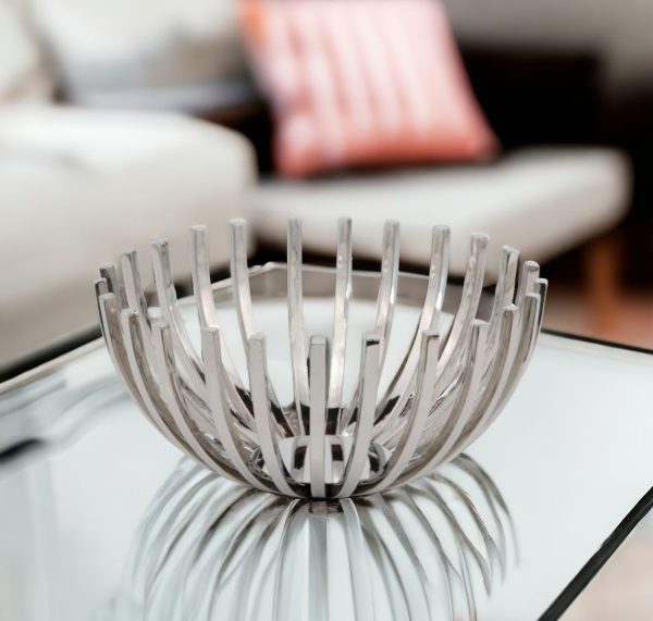 6" Silver Stainless Steel Decorative Bowl - Image 2