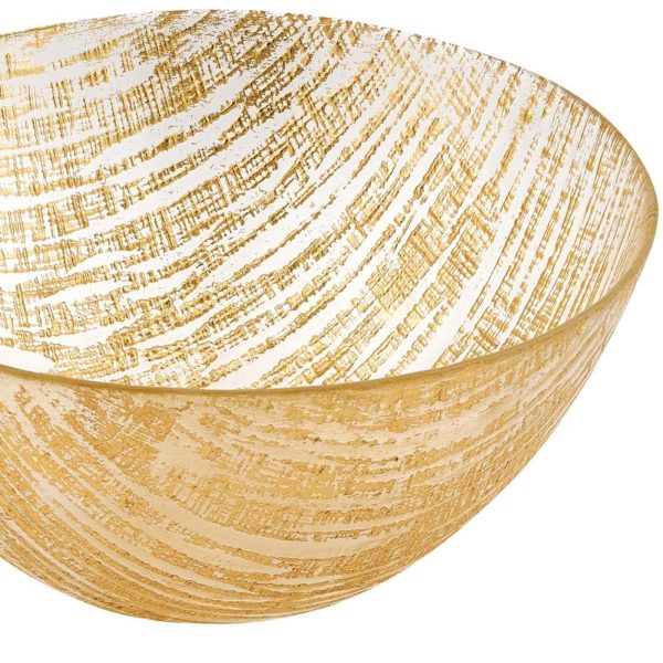 11 Hand Crafted Glass Gold Accent Salad Or Serving Bowl - Image 2