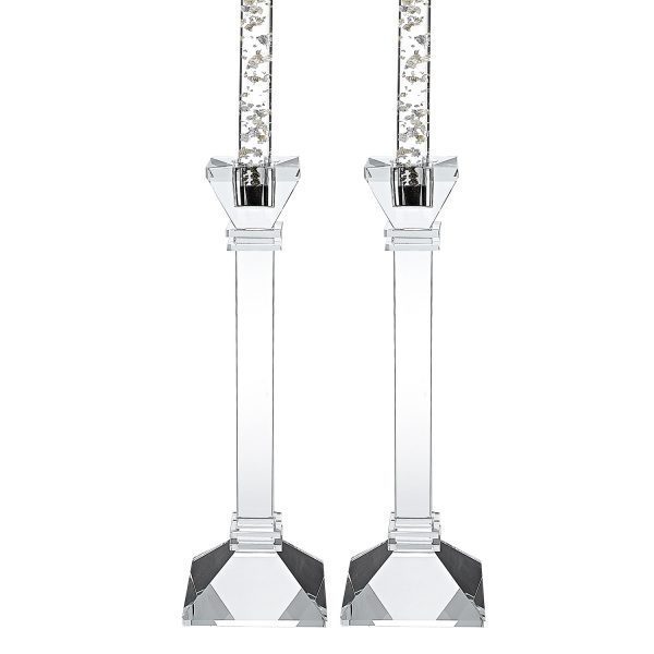 Set of Two Clear Crystal Tabletop Candle Holders - Image 3