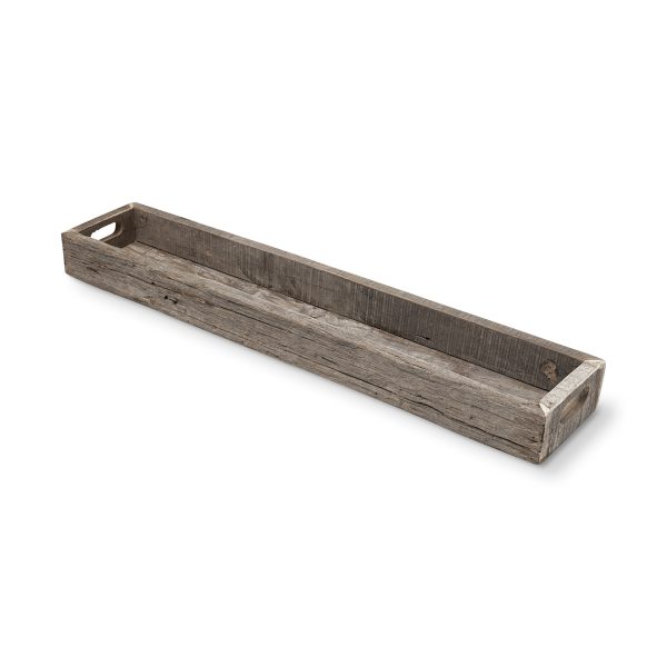 36" Brown Wood Indoor Outdoor Cracker Tray With Handles - Image 2