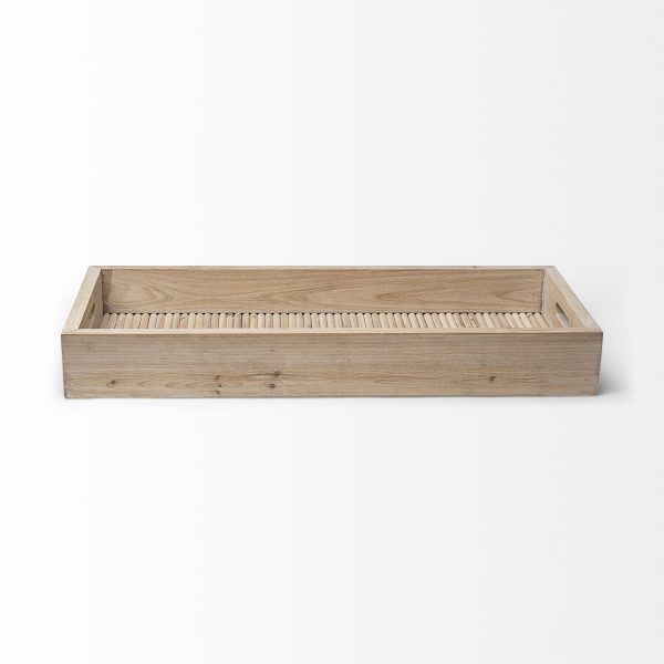 28" Natural Wood Indoor Outdoor Tray With Handles - Image 3