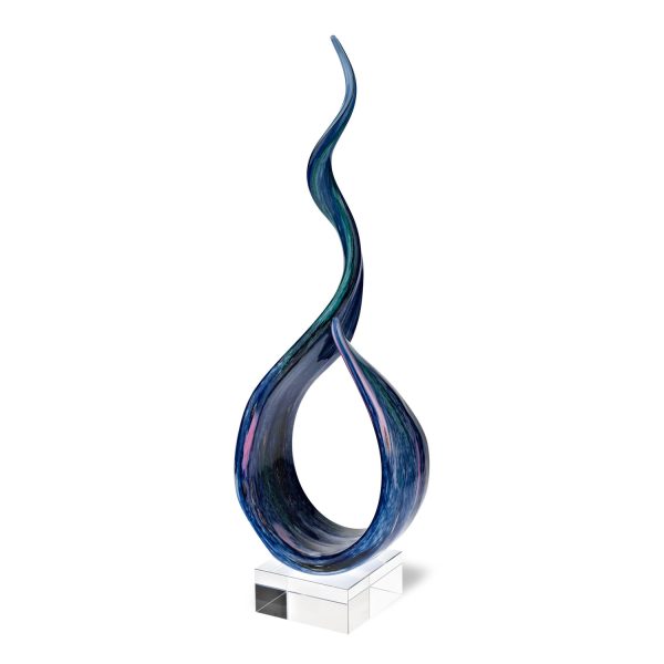 19" Blue and Green Murano Glass Modern Abstract Tabletop Sculpture - Image 3