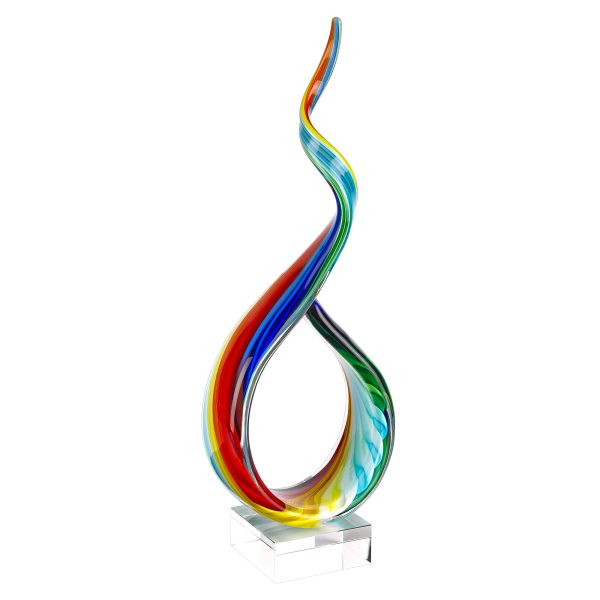 19" Rainbow Murano Glass Modern Abstract Tabletop Sculpture - Image 2