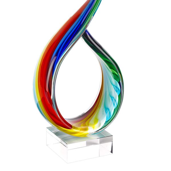 19" Rainbow Murano Glass Modern Abstract Tabletop Sculpture - Image 3