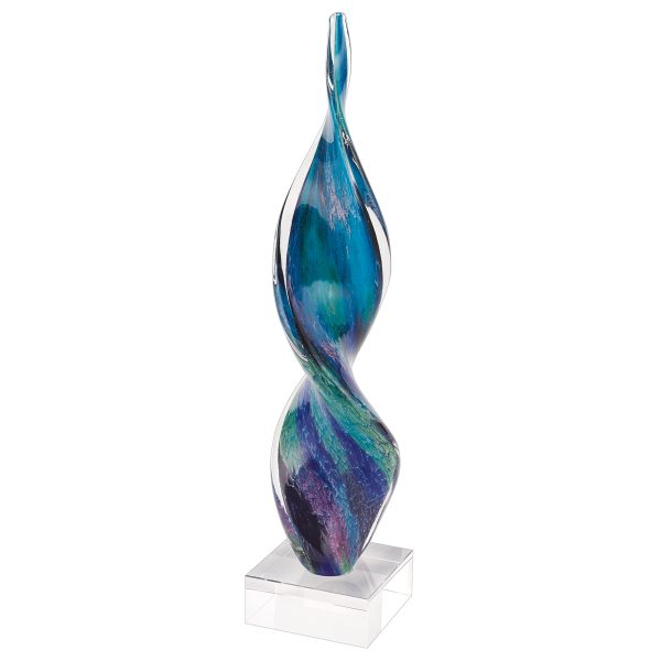 18" Blue and Green Murano Glass Modern Abstract Tabletop Sculpture - Image 2